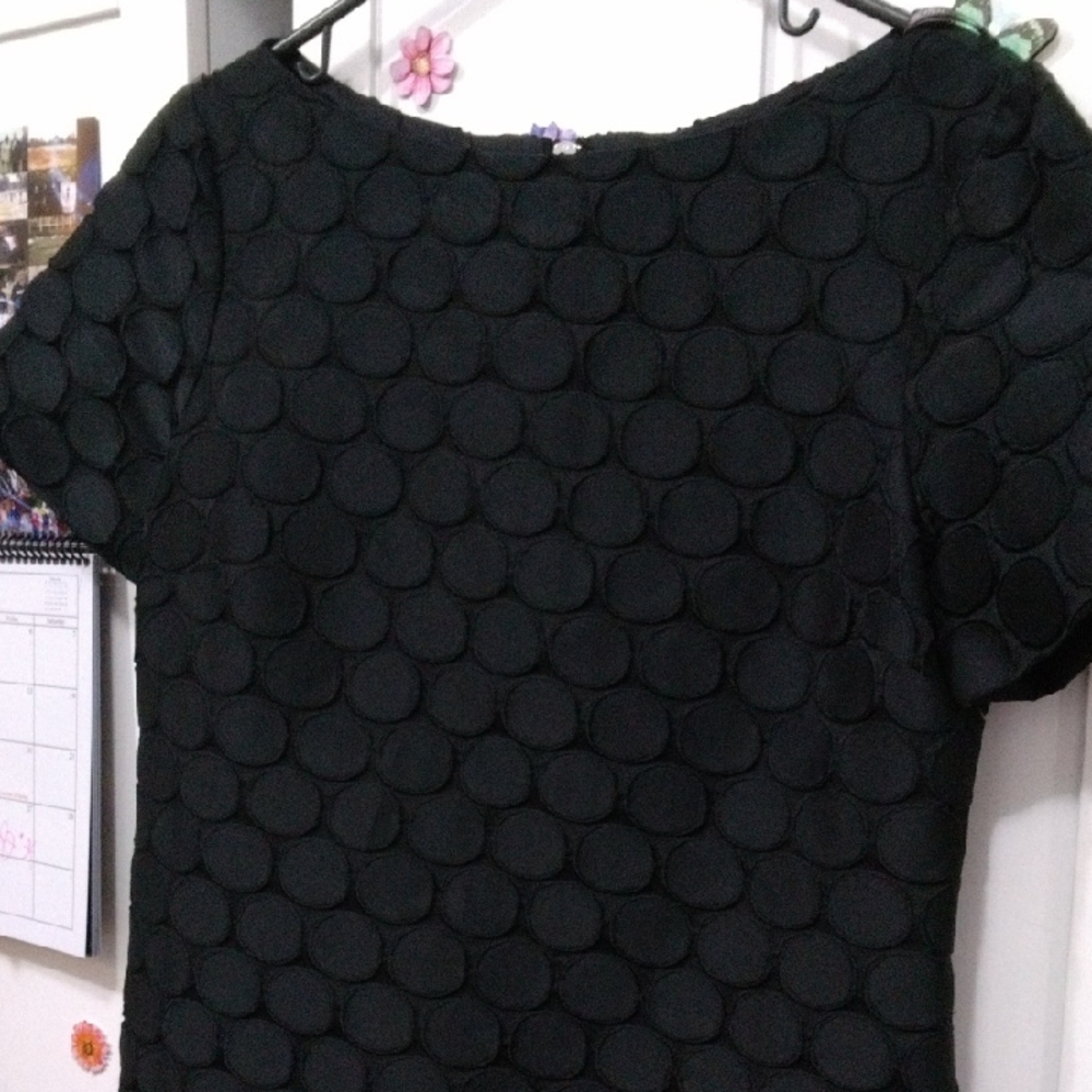 Muse Black Textured Dot Short Sleeve Dress